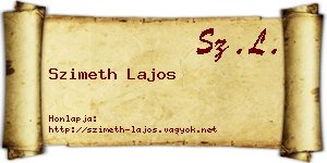 Szimeth Lajos névjegykártya